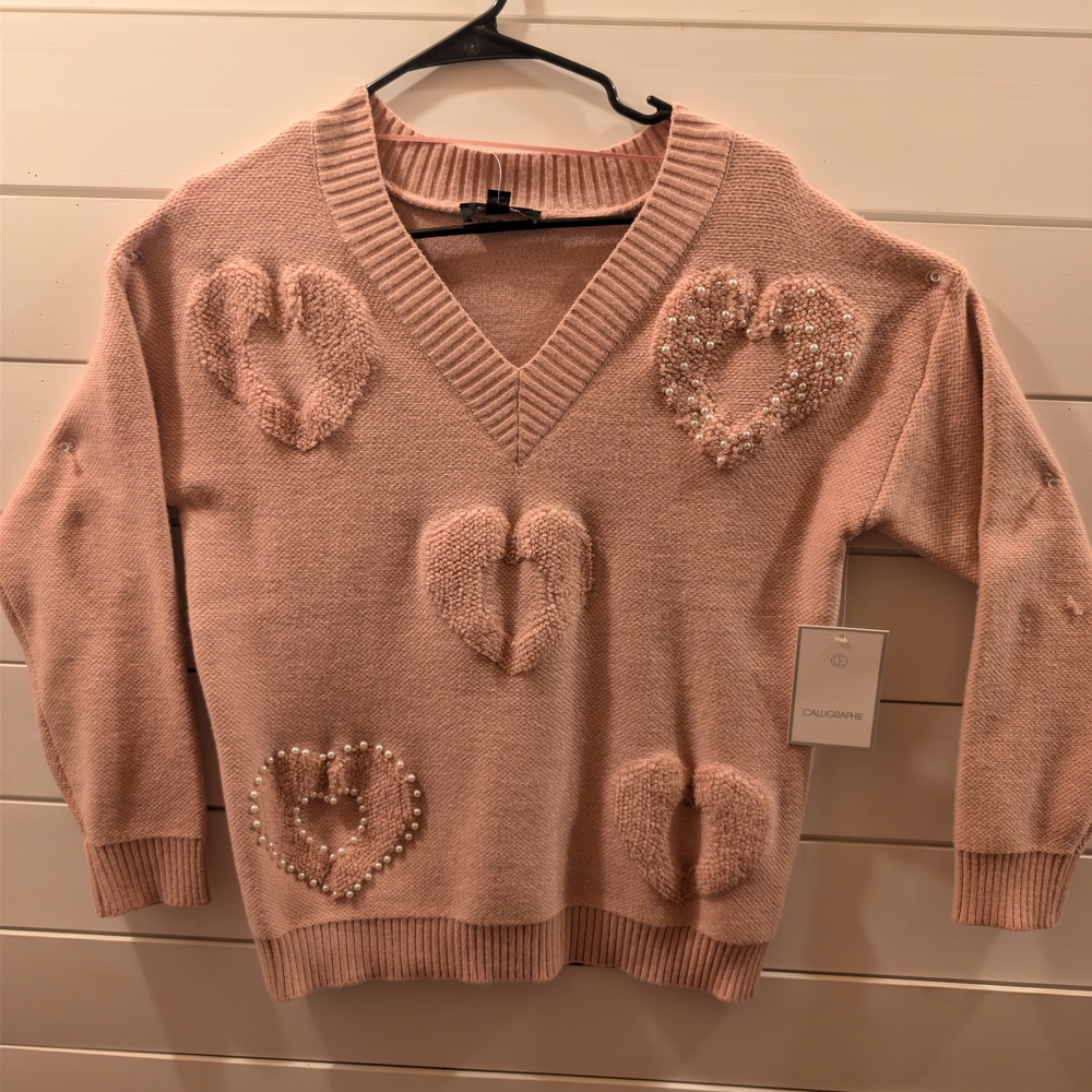 Calligraphie Pink Heart Sweater